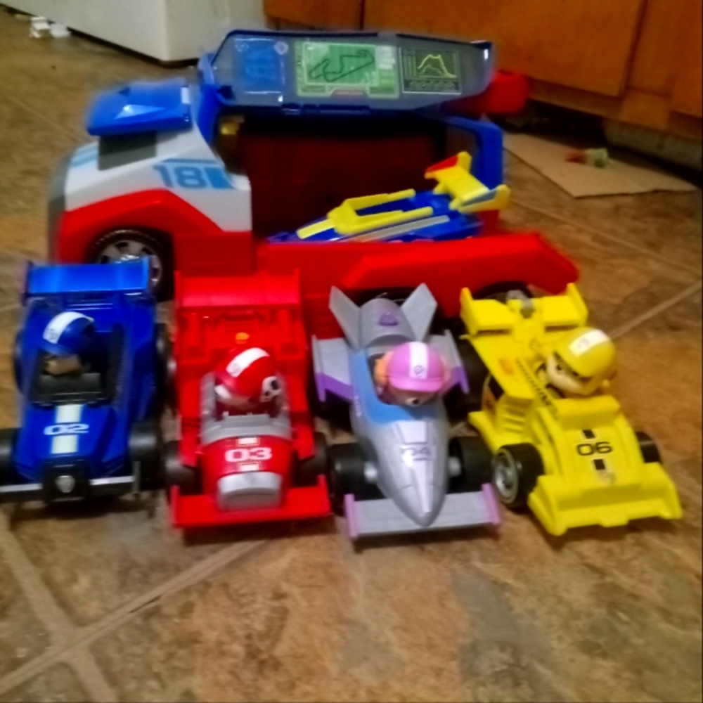 Complete racecar paw patrol set